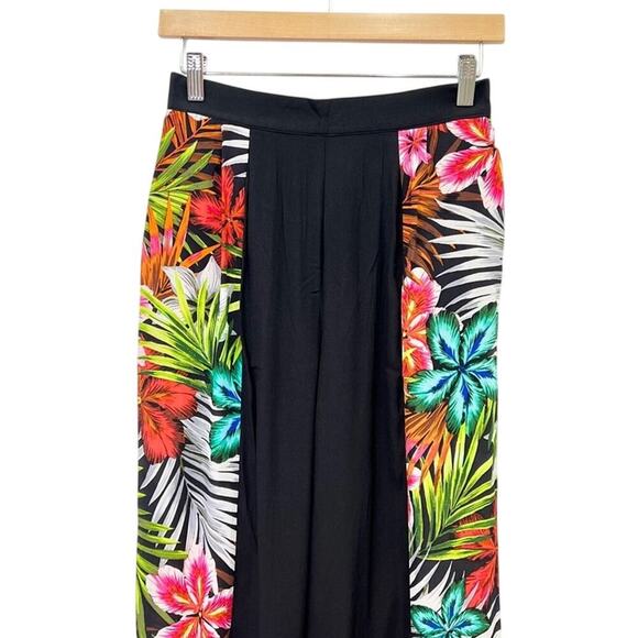 Line & Dot Tropical Floral/Leaf Silk Tapered Leg Cropped Pants size XS NWT - Picture 2 of 8